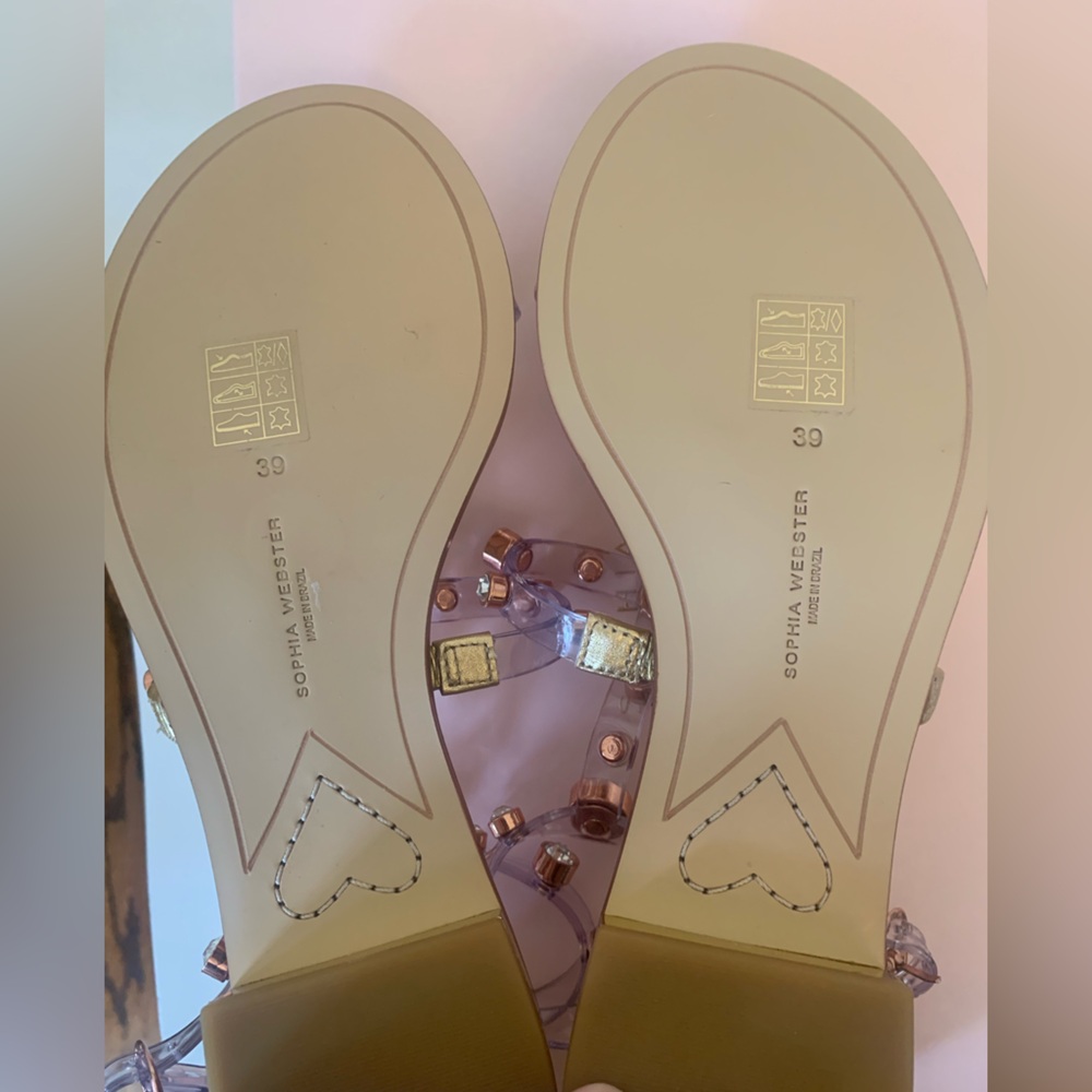 Sophia Webster Dina Flat Sandal Gold Silver rhinestone jelly Sz 39 NEW w/ box - Picture 15 of 16